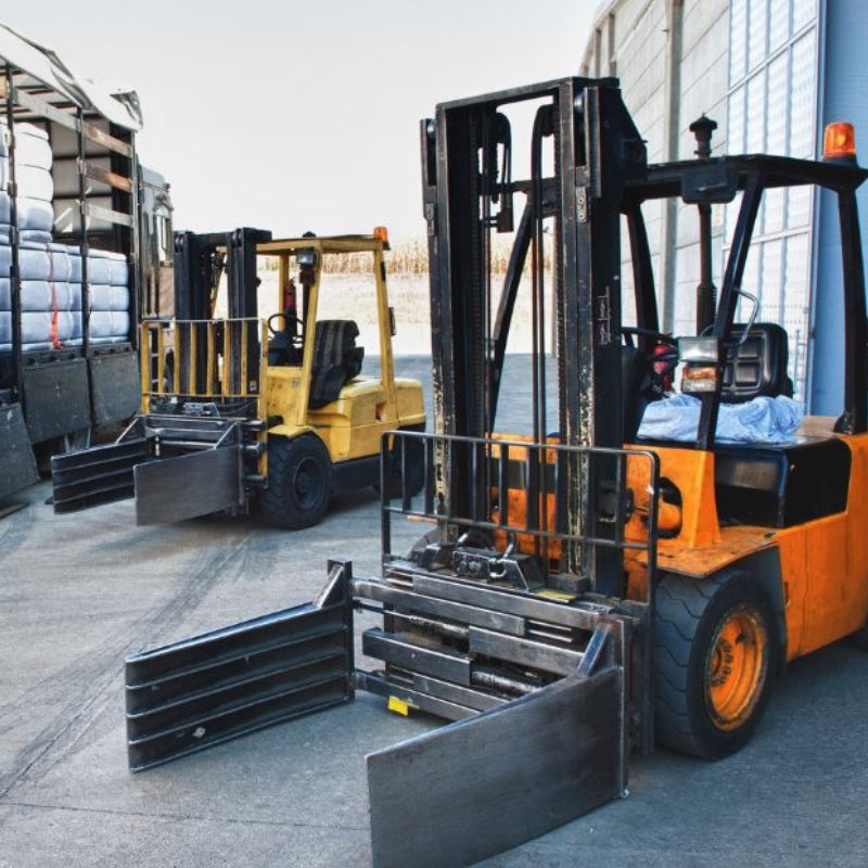 forklift waiting at dock