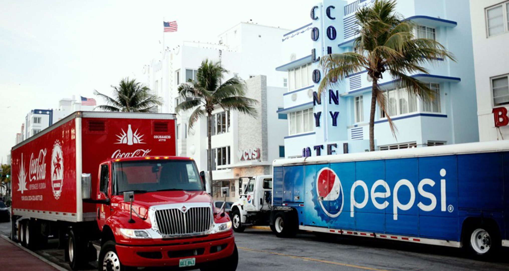 coke and pepsi delivery trucks