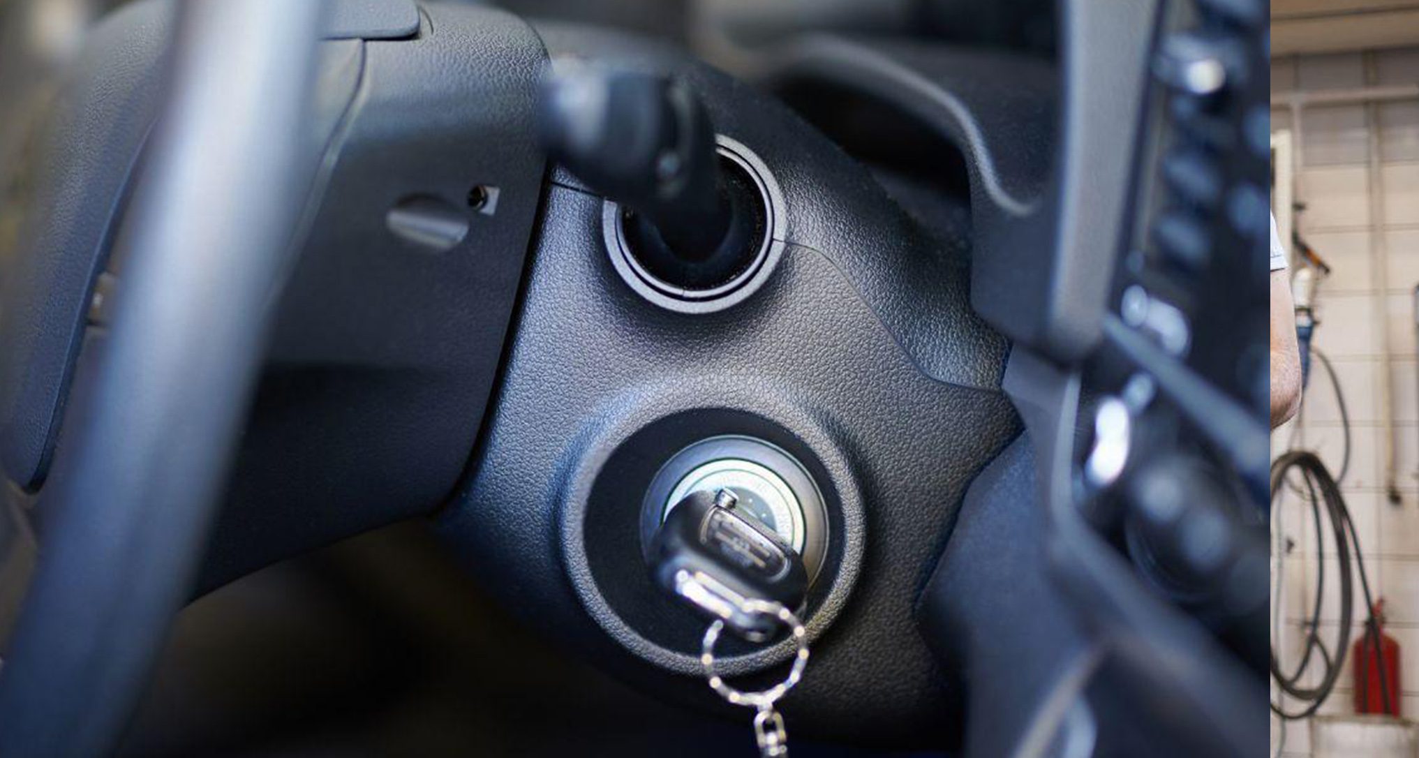 key in ignition of car