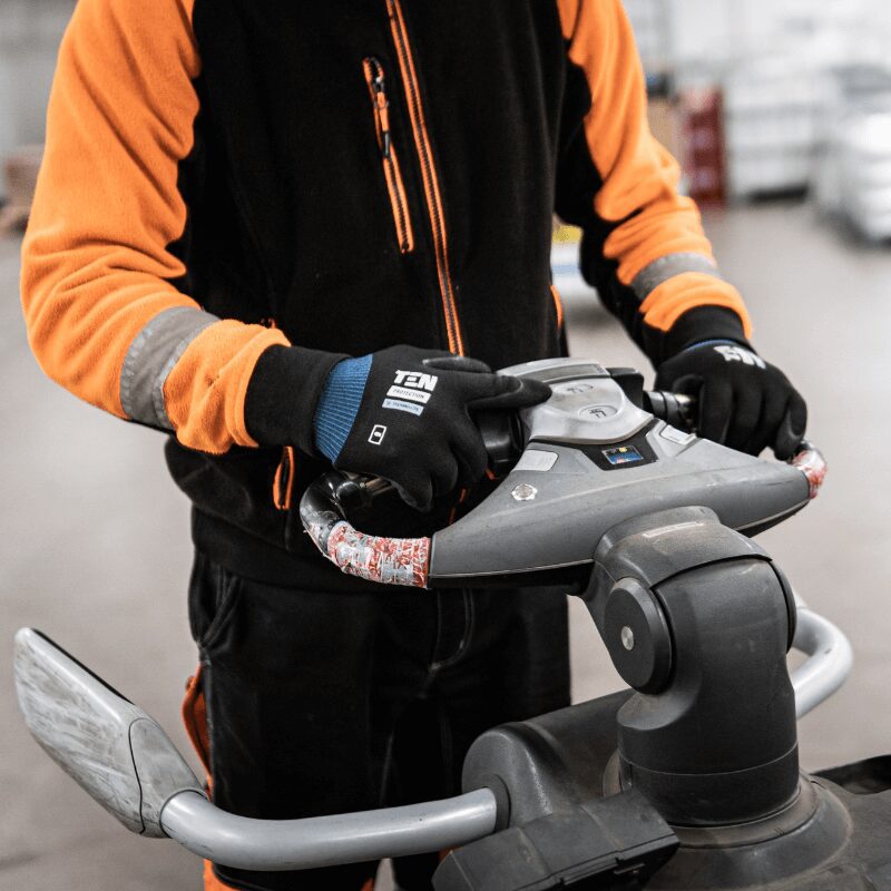 A person on a pallet truck