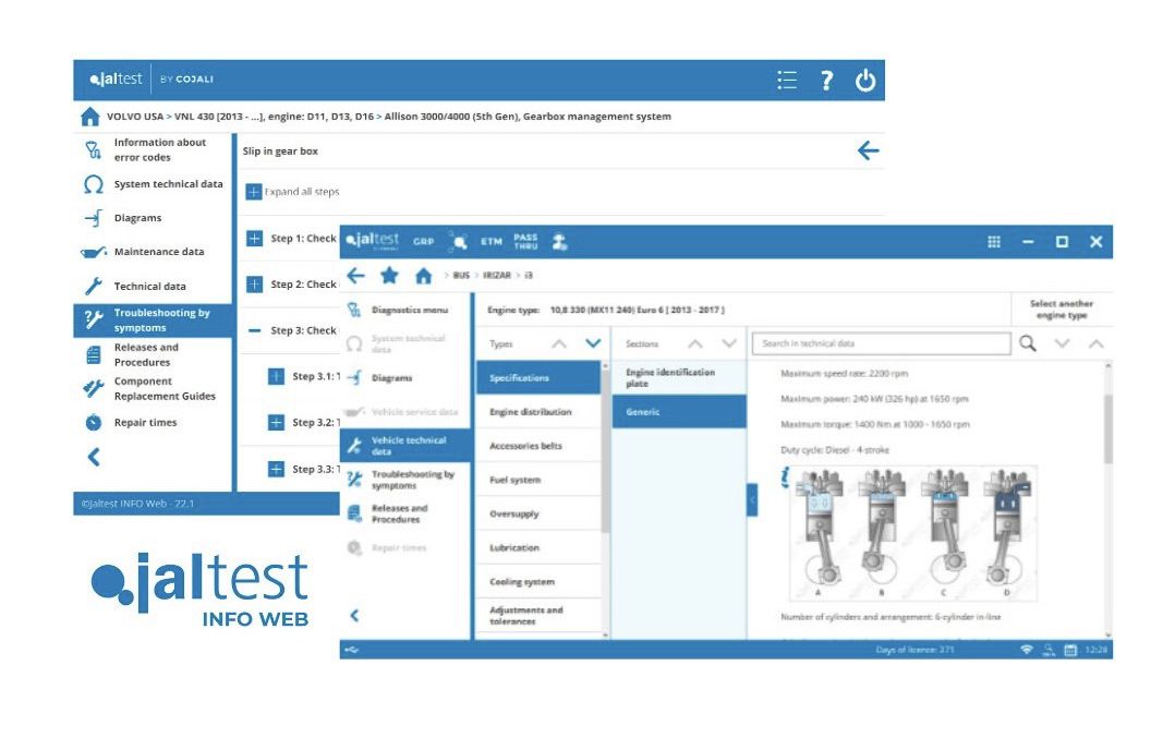 Triad Images – 9 jaltest diagnostic software user interface